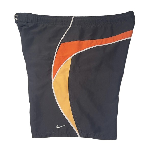 Vintage Nike Board Shorts Mens Gray Orange Drawstring Board Shorts Med‎ - Picture 3 of 8